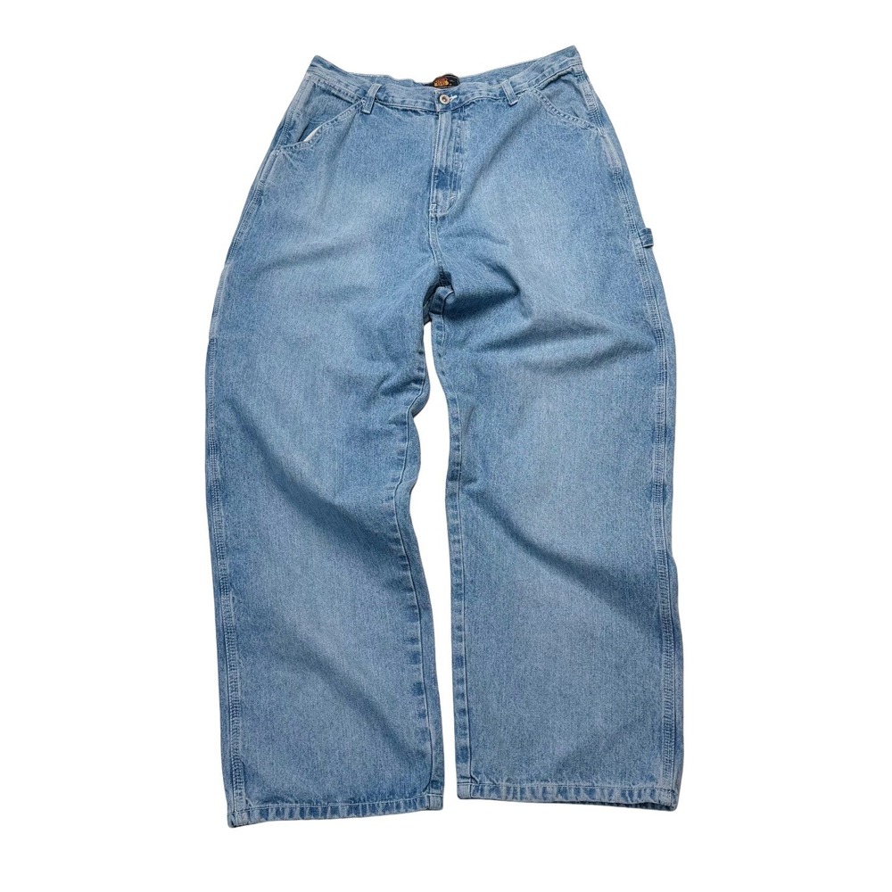 VTG Y2K Route 66 Baggy Carpenter Jeans Wide Leg Light Wash Denim Skater 34x43
